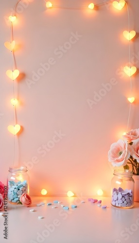 glowing hearts with flower decoration