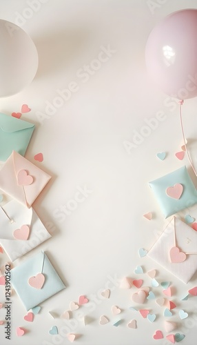 valentines card with heart and balloons
