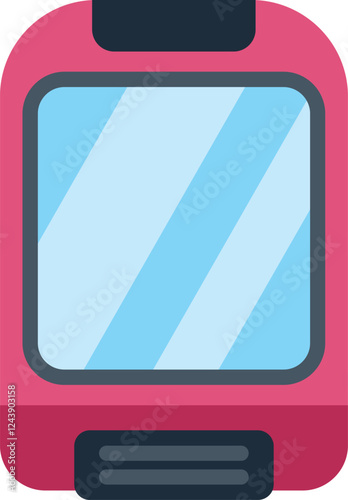 Cartoon train front view icon representing public transportation for commuting to work