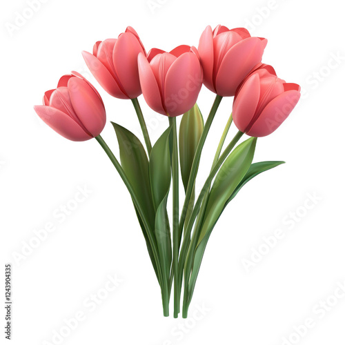 3D icon of A bunch of Tulip isolated on transparency background
