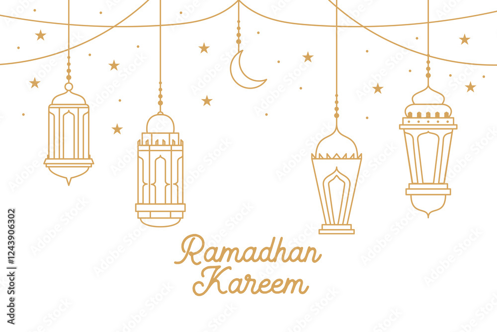 Islamic lantern lamp line art style background vector design Islamic lantern lamp line art style background vector design