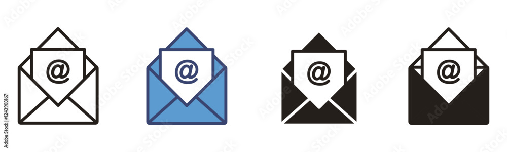Mail thin line set in line style, Containing email, envelope, message, send, receive, read, inbox, notification, symbol for app and website. Vector illustration Mail thin line set in line style, Containing email, envelope, message, send, receive, read, inbox, notification, symbol for app and website. Vector illustration