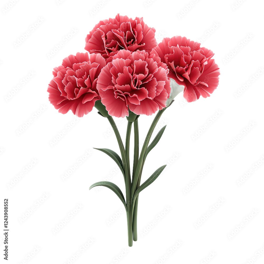 3D icon of A bunch of Carnation isolated on transparency background 3D icon of A bunch of Carnation isolated on transparency background