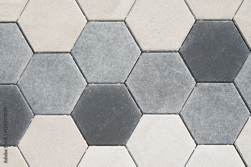 paving stone gray color hexagonal shape close-up top view paving stone gray color hexagonal shape close-up top view