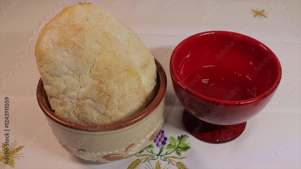 pan y vino transformado en el cuerpo y la sangre de Cristo para la