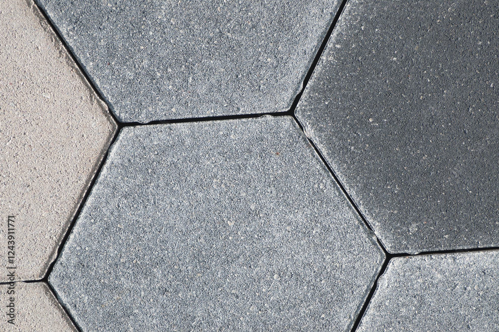 paving stone gray color hexagonal shape close-up top view paving stone gray color hexagonal shape close-up top view