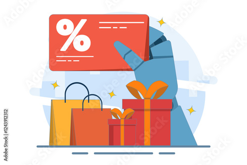 Cashback and customer loyalty program concept and shopping discount vouchers. Get online rewards and awards. Get rewards, discounts, cashback for shopping. Online awards. Flat illustration.