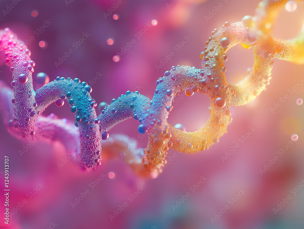 Colorful DNA molecule showcasing genetic sequencing Colorful DNA molecule showcasing genetic sequencing