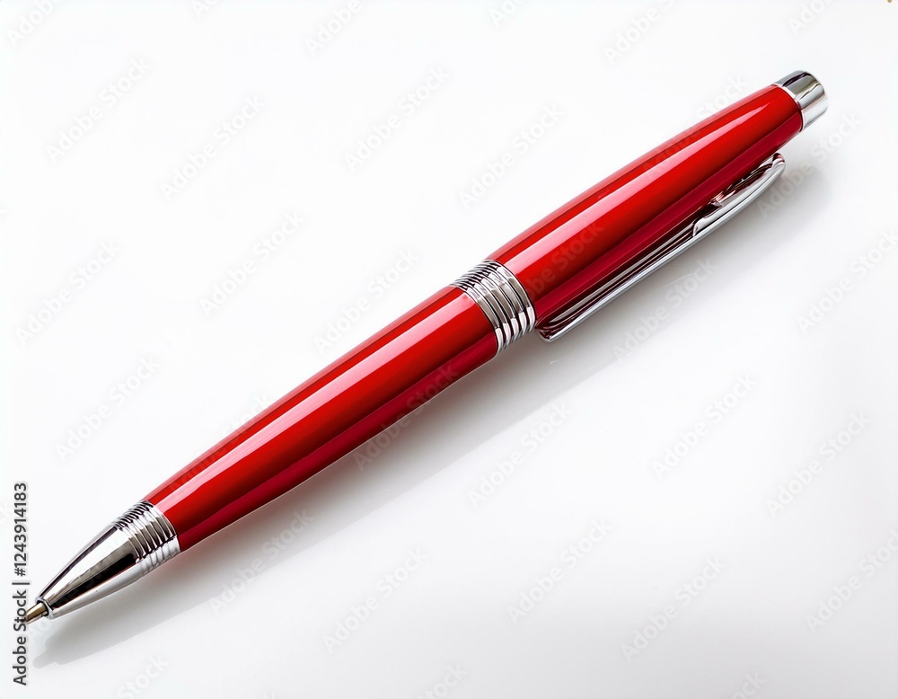 a red ballpoint pen isolated on clear white background a red ballpoint pen isolated on clear white background