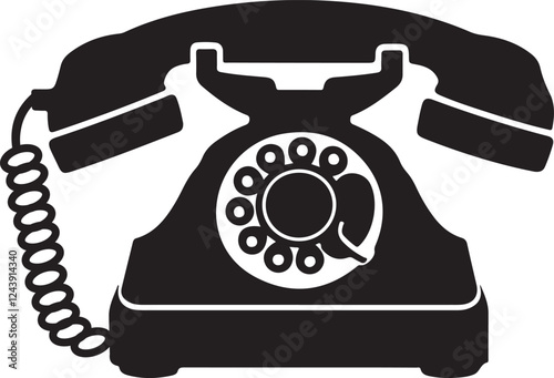 Black and white Telephone silhouette vector on white background