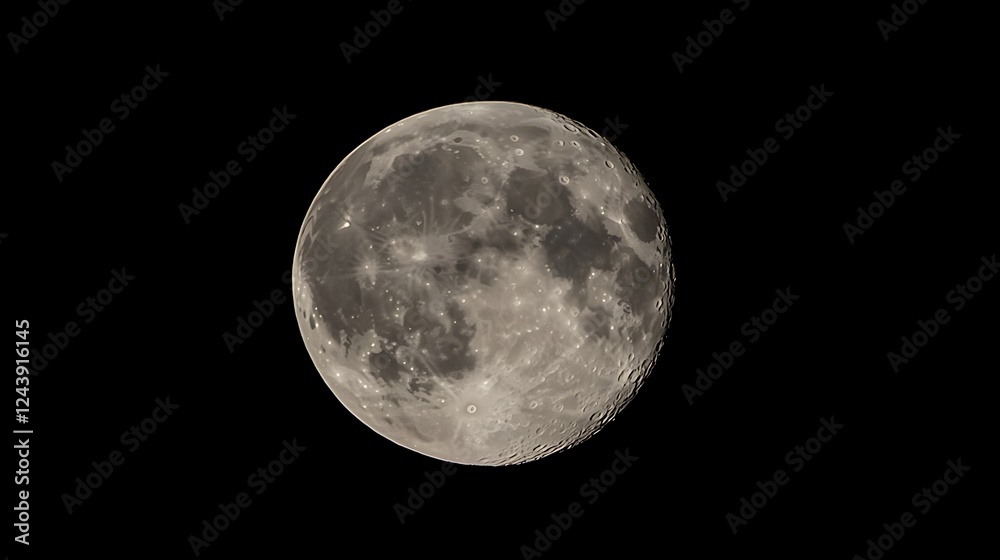 Full White Moon Glowing in Deep Blue Night Full White Moon Glowing in Deep Blue Night