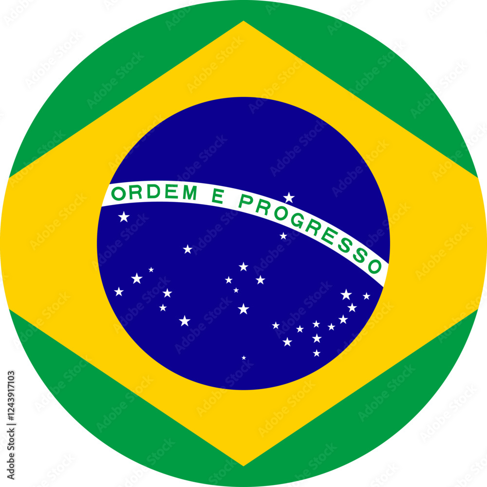Obraz premium Brazil flag illustrator national of round