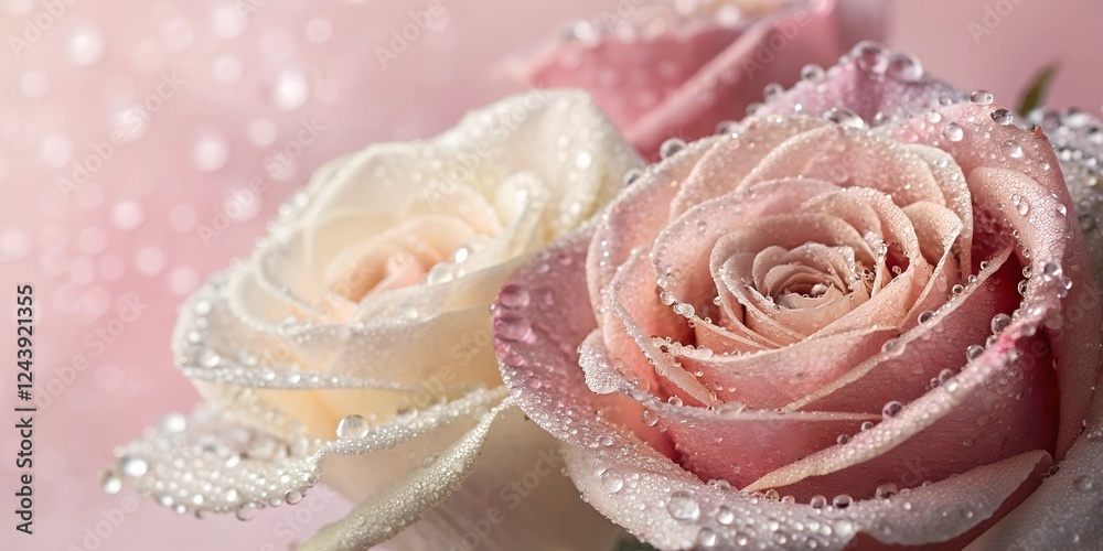 Fototapeta premium Dewdrops on Pastel Roses