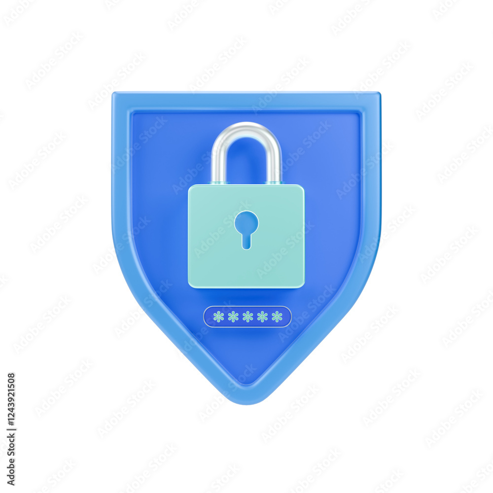 3d icon of padlock and password 3d icon of padlock and password