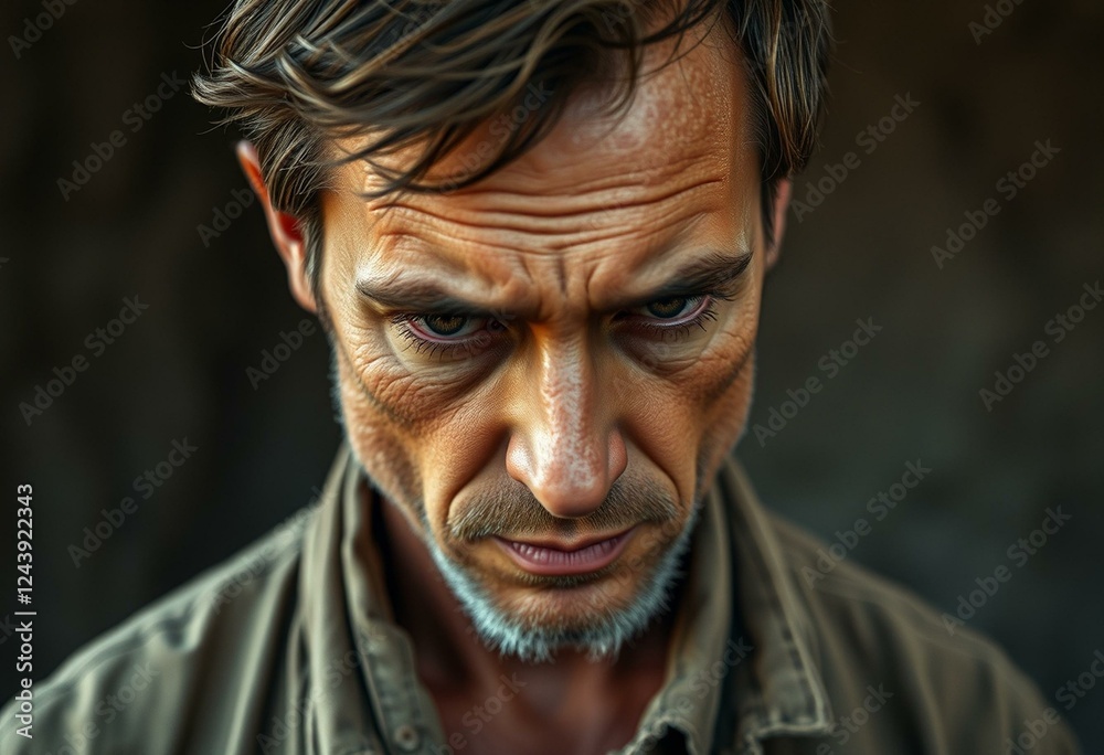 Photorealistic portrait of a male person with a poor appearance Photorealistic portrait of a male person with a poor appearance