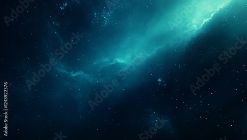 Teal nebula cosmic background, deep space, stars, galaxy, science fiction, backdrop