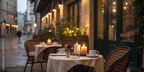 Fototapeta Naklejka Na Ścianę i Meble -  Romantic Parisian Cafe at Night