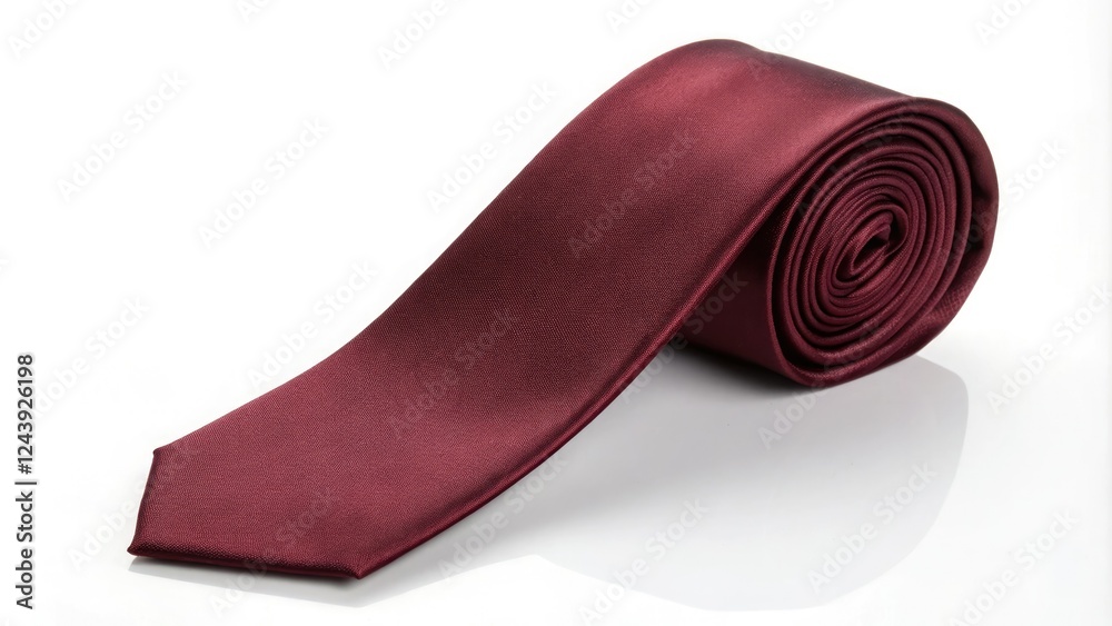 High-quality image of a burgundy silk tie isolated on a pristine white surface, clean, burgundy, fashion photography, silk, minimalism High-quality image of a burgundy silk tie isolated on a pristine white surface, clean, burgundy, fashion photography, silk, minimalism