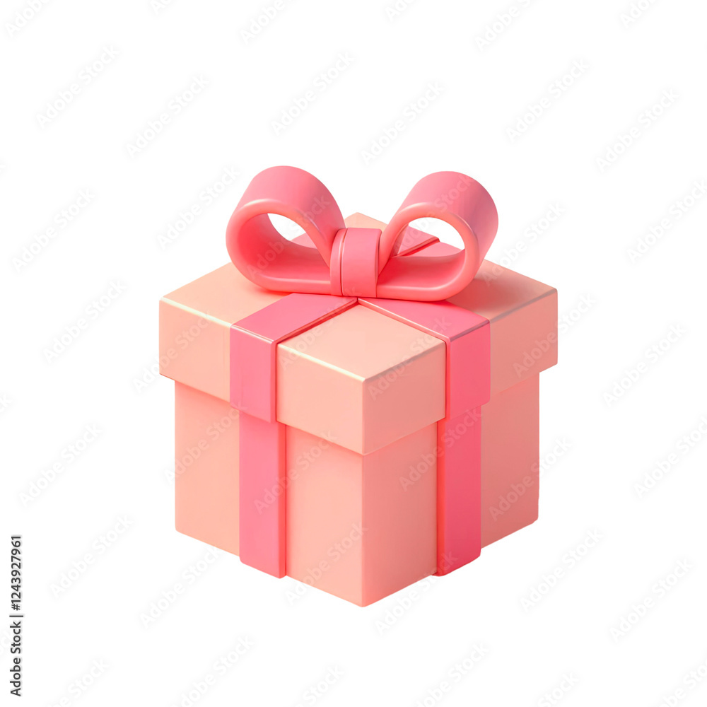 Obraz premium 3D pink gift boxes with ribbon in pastel over white background.
