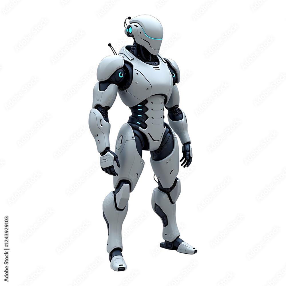 High-tech humanoid robot with a sleek design. High-tech humanoid robot with a sleek design.