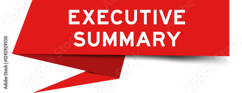 Red color speech banner with word executive summary on white background