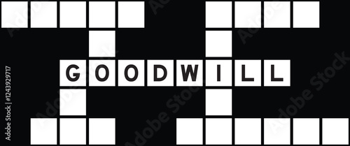 Alphabet letter in word goodwill on crossword puzzle background