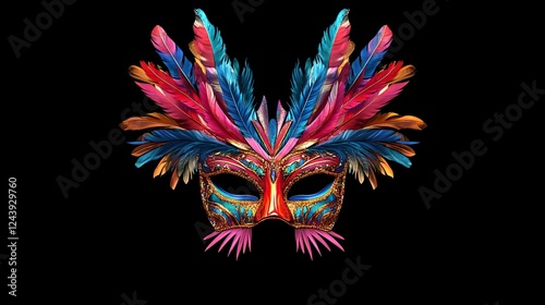 Vibrant Mardi Gras Mask with Elaborate Feathers: A Unique Symbol of Celebration