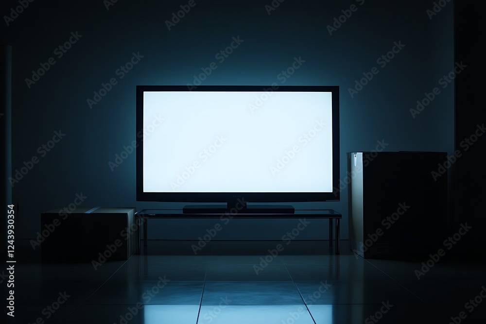 Fototapeta premium Modern TV in a Dark Living Room