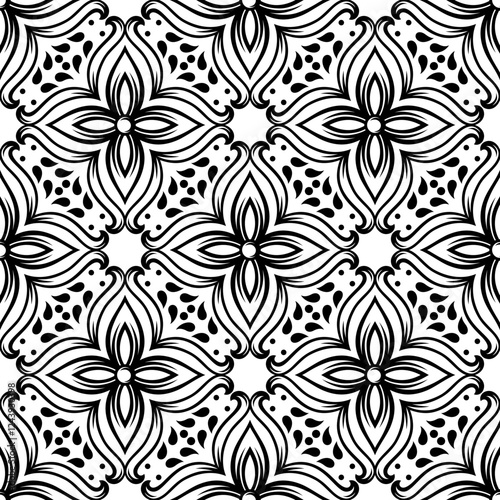 Portuguese ceramic tile pattern. Mediterranean traditional ornament. Italian or spanish majolica.