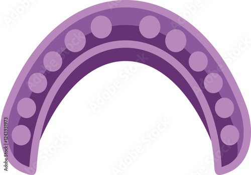 Purple horseshoe with circle decoration bringing good luck isolated on white background