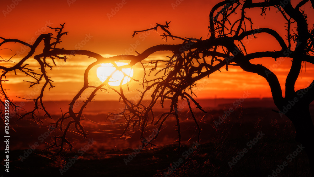 photo of the sun between the backlit branches photo of the sun between the backlit branches