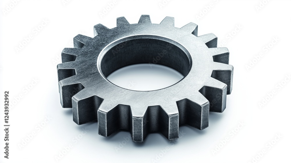 a single steel gear with sharp, clean edges, isolated on a white background a single steel gear with sharp, clean edges, isolated on a white background