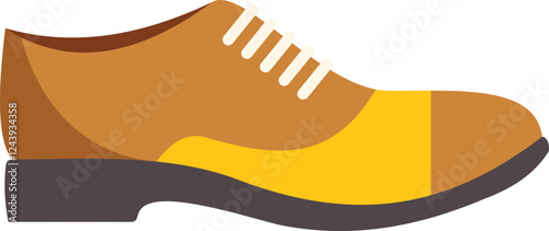 Side view of a brown and yellow leather and suede shoe with laces