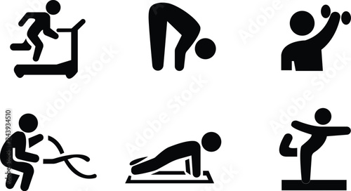 Exercise silhouette, Different exercise posses,Gym exercises silhouettes
