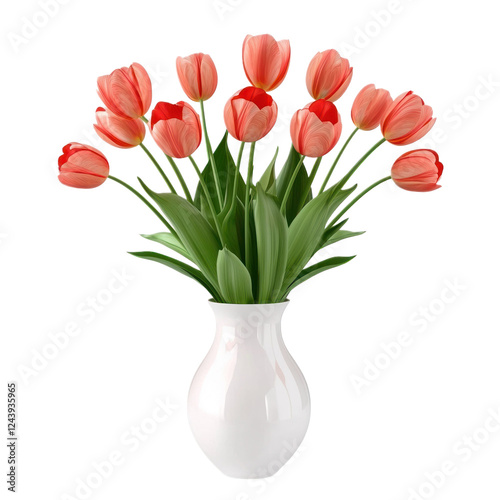 3D icon of A bouquet of Tulip in vase isolated on transparency background