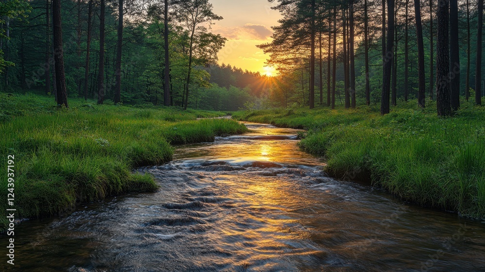 Obraz premium Gentle stream flowing through the forest