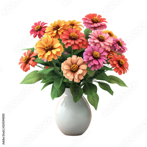 Wallpaper Mural 3D icon of A bouquet of Zinnia in vase isolated on transparency background Torontodigital.ca