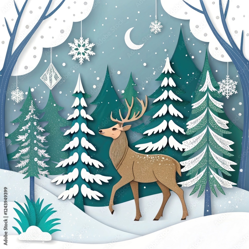 christmas card with deer christmas card with deer