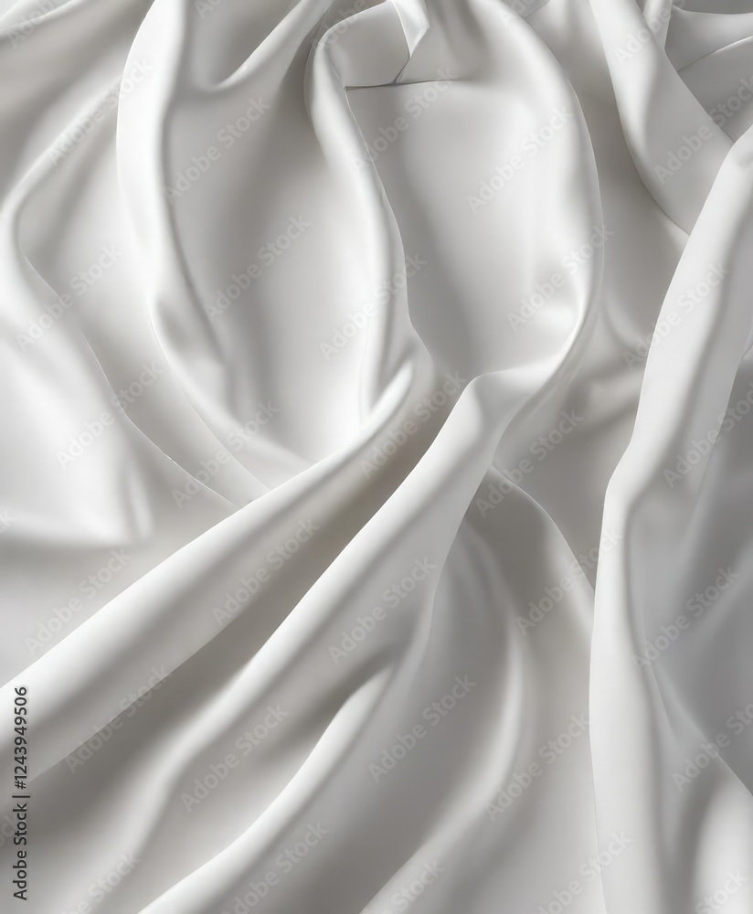Fototapeta premium Minimalist white satin fabric with gentle waves, minimal, cloth, abstract, background