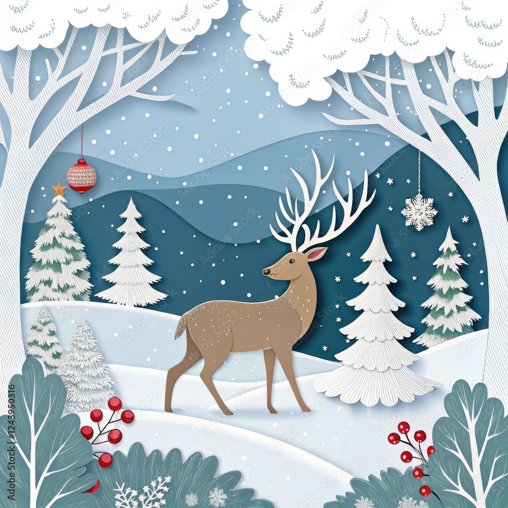 christmas card with deer christmas card with deer