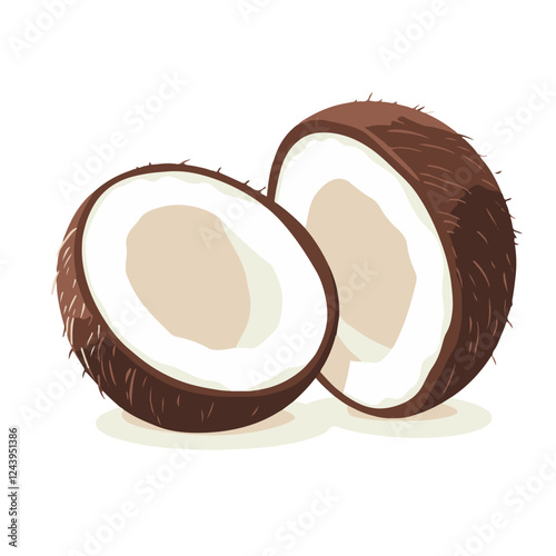 A vector illustration of an open coconut 