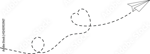 Love route with paper plane vector eps10.
