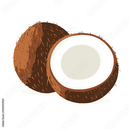 A vector illustration of an open coconut 