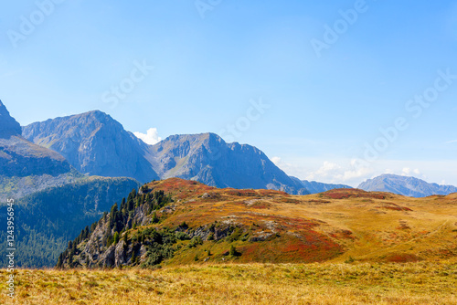 Italian dolomites panorama on a summer day