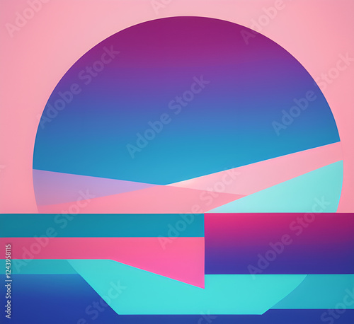Violet design art of abstract illusion of spiral with geometric shapes of pink and violet lines.Radial motion blur background.Long time exposure.Concept of cyber highway,hyperspace.generative ai