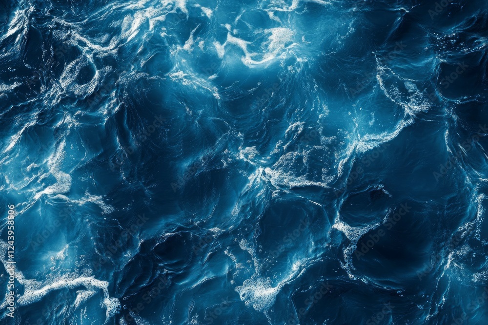 Aerial view of deep ocean waves in vivid blue. Neural network AI generated Aerial view of deep ocean waves in vivid blue. Neural network AI generated