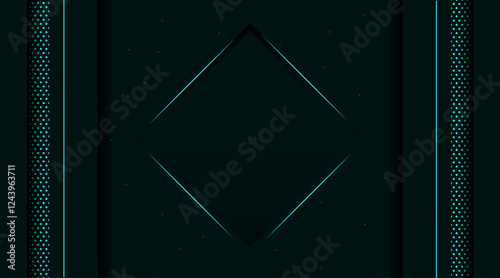 Elegant banner template with pattern geometric shape | Decorative abstract background for web, texture, greeting, flyer, futuristic | Creative teal Islamic background with neon