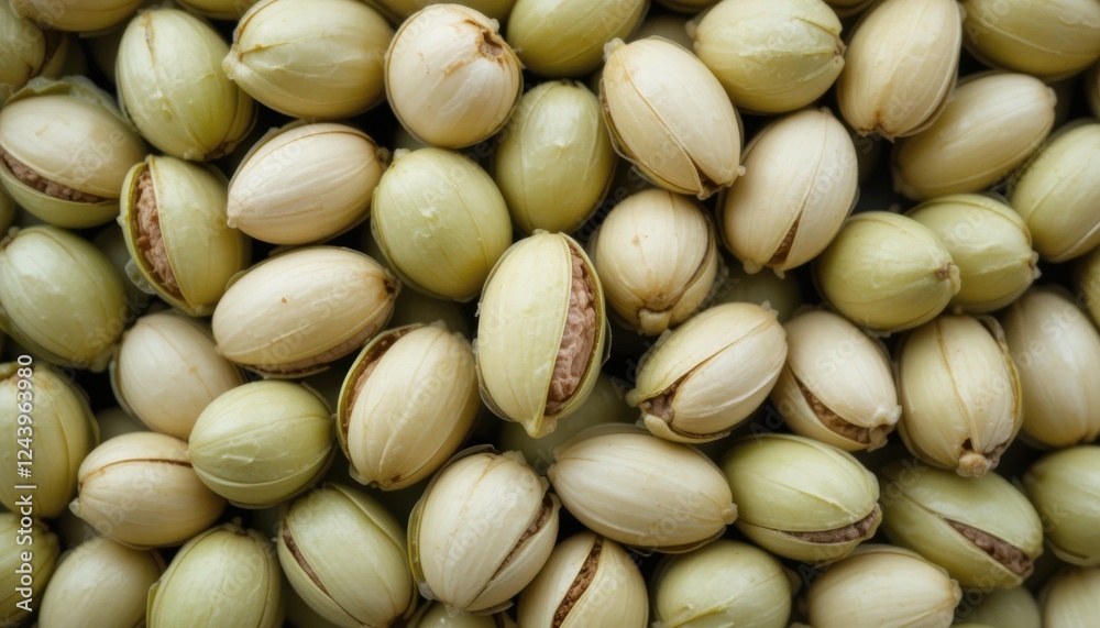 Pistachio Nuts Close Up with Seeds Starting to Peel Pistachio Nuts Close Up with Seeds Starting to Peel