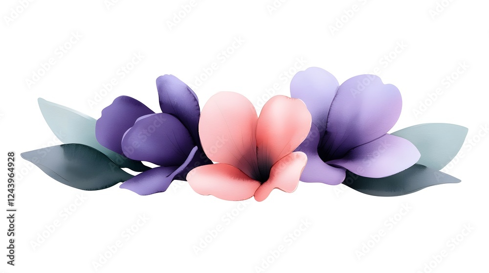 Fototapeta premium Elegant Floral Arrangement with Soft Pastel Colors and Green Leaves
