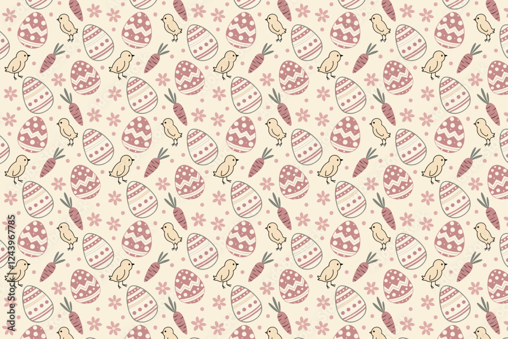 Seamless Easter Egg and Floral Geometric Pattern Design Seamless Easter Egg and Floral Geometric Pattern Design
